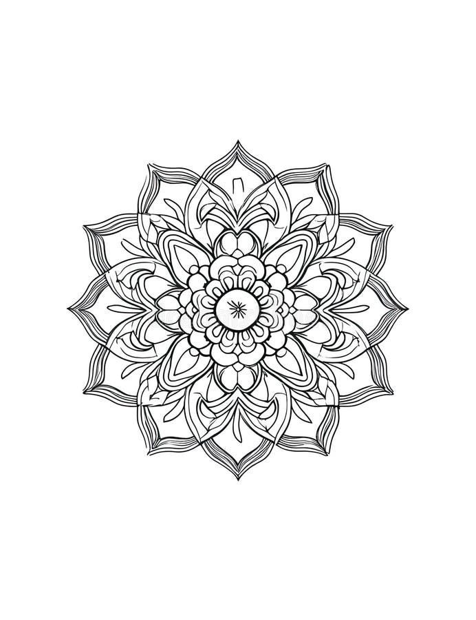 Mandala Coloring Pages for Adult Creativity and Stress Relief Stock