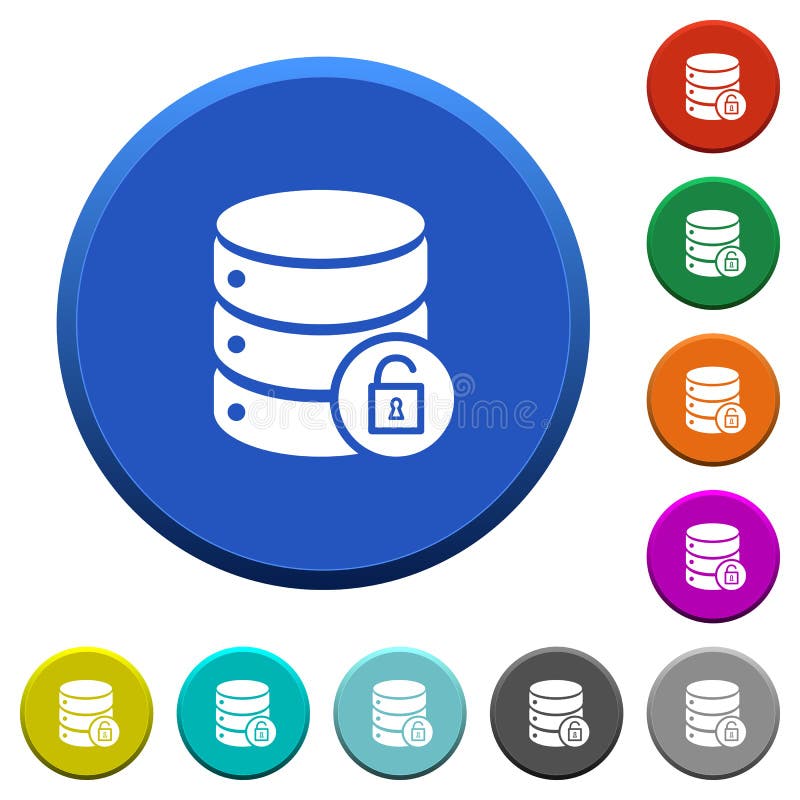 Unlock database beveled buttons royalty free illustration