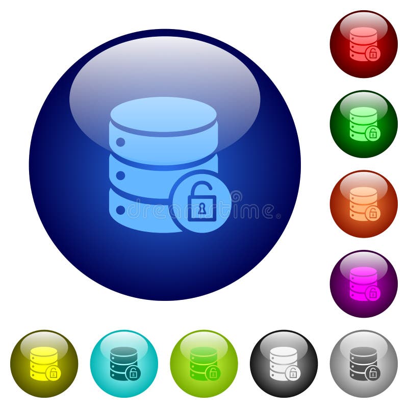 Unlock database color glass buttons royalty free illustration