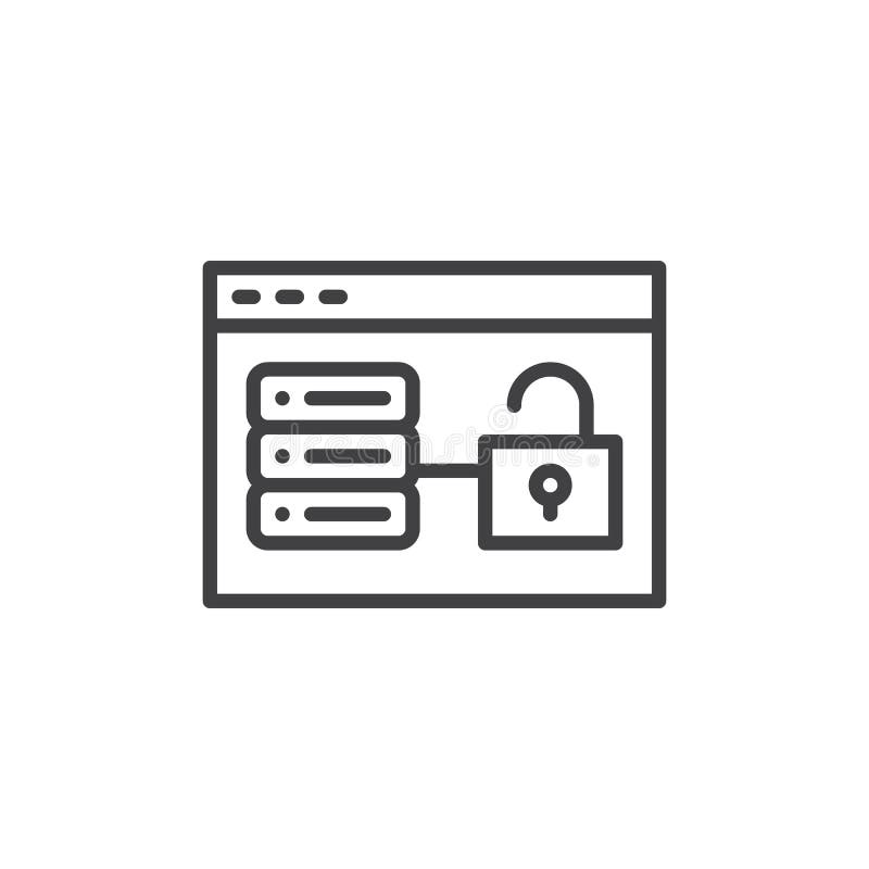 Unlock database hosting line icon vector illustration