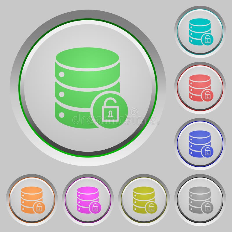 Unlock database push buttons vector illustration
