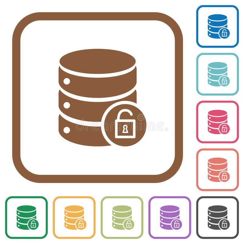 Unlock database simple icons royalty free illustration