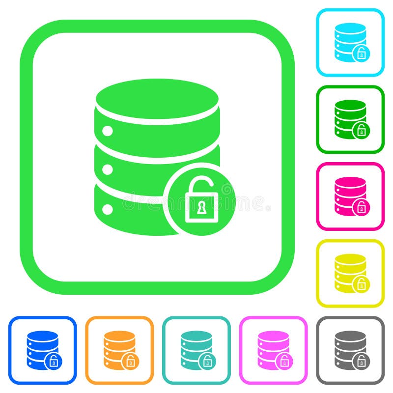 Unlock database vivid colored flat icons royalty free illustration