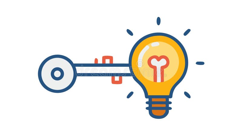 Unlock Idea Key Icon, Problem Solving and Creative Access, vector design Generative AI royalty free illustration