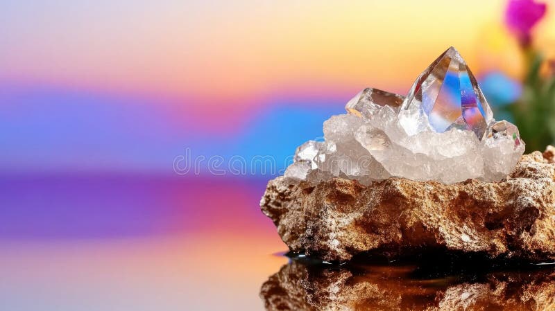 Unlock Inner Peace Explore the Mystical World of Healing Minerals and Crystals Discover ancient magic ritual practices for royalty free illustration