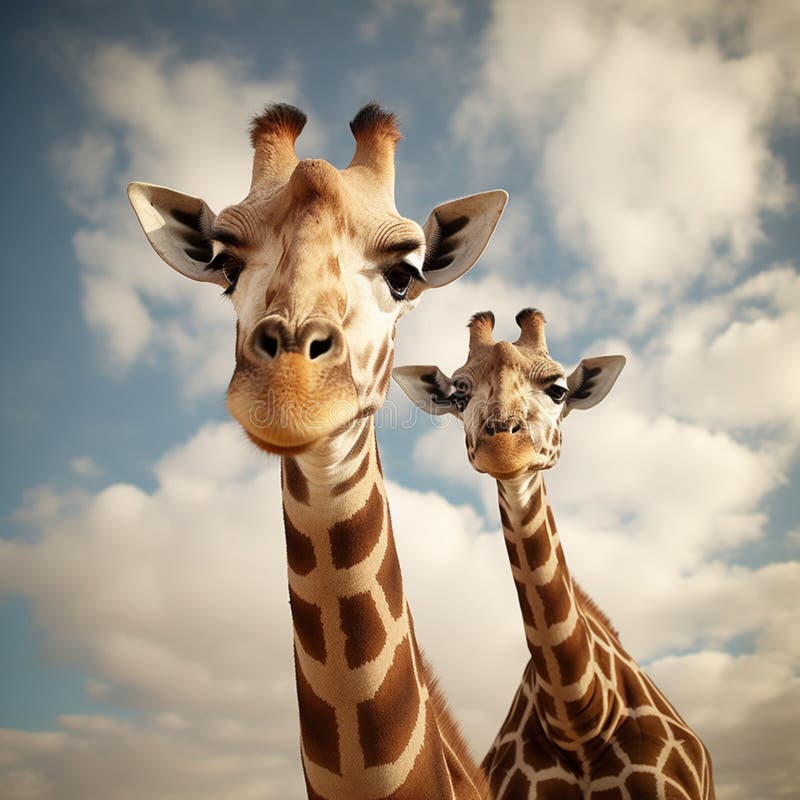 Nice Tall Giraffes Animal Images Generative AI Stock Illustration