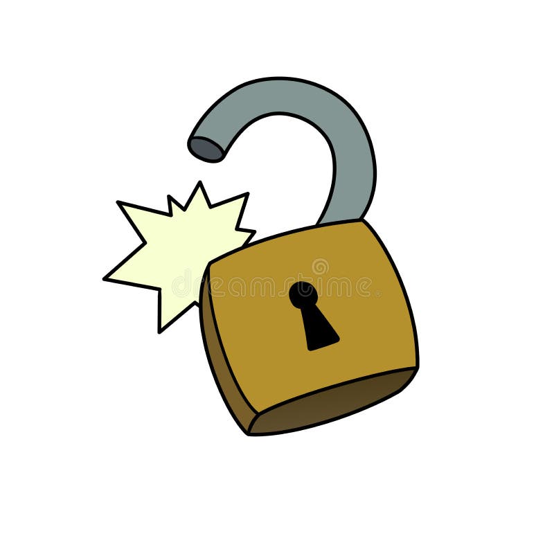 Unlocked padlock stock vector. Illustration of sign, metal 47250759