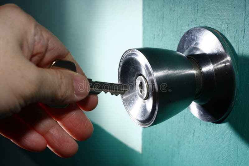 Unlocking A Door stock image