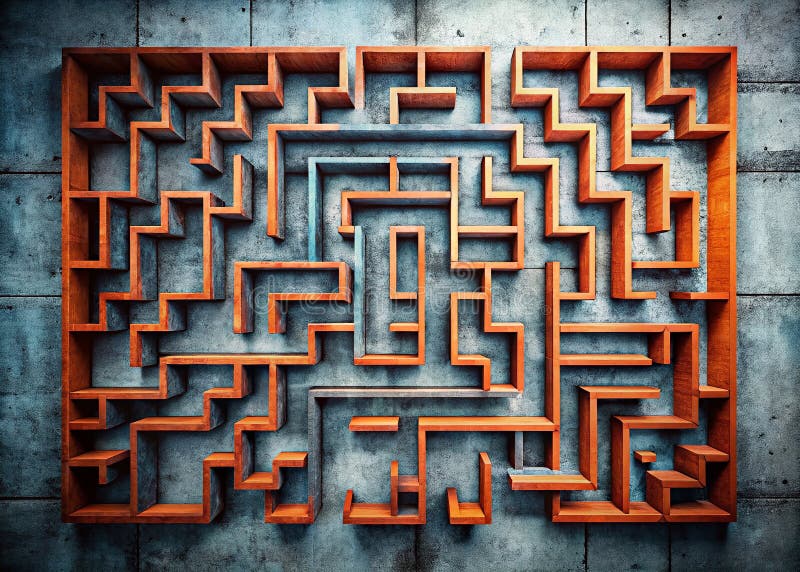 abstract conceptual illustration showing legal philosophy as maze of interconnected concepts with visual pathways emerging