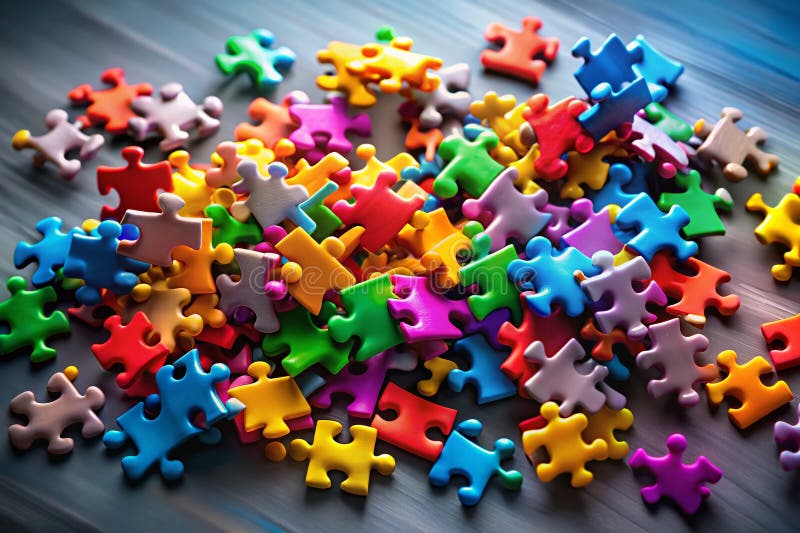 Unlocking Solutions A Colorful Jigsaw Puzzle on a Grey Background Illustrates the Power of Problem Solving and Creative stock illustration
