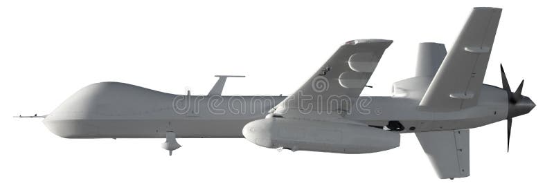 Unmanned Drone isolated on white background with clipping path. Elements of this image furnished by NASA.