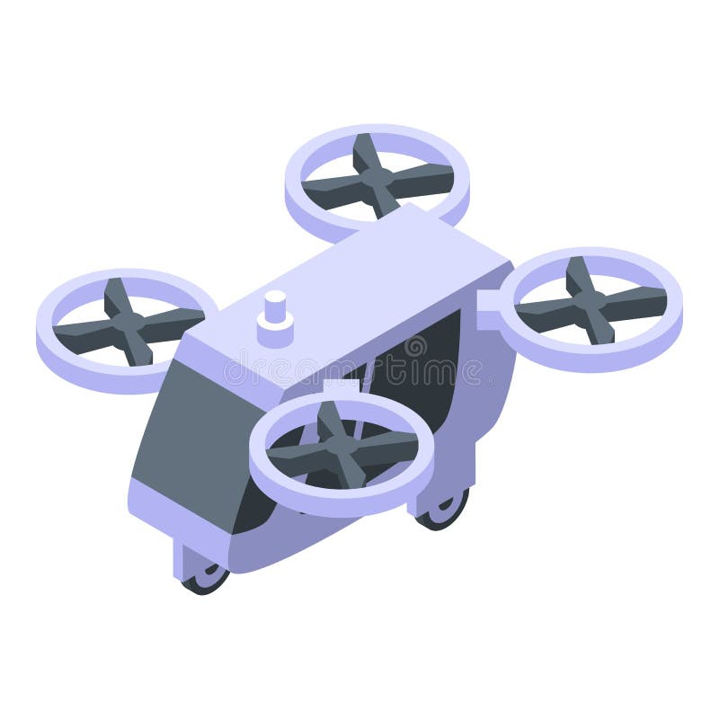 Unmanned taxi drone icon, isometric style royalty free illustration