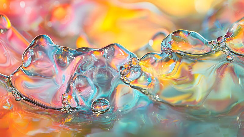 Uno schizzo di acqua colorato con effetto arcobaleno. L'acqua è in una piscina e i colori sono vibranti