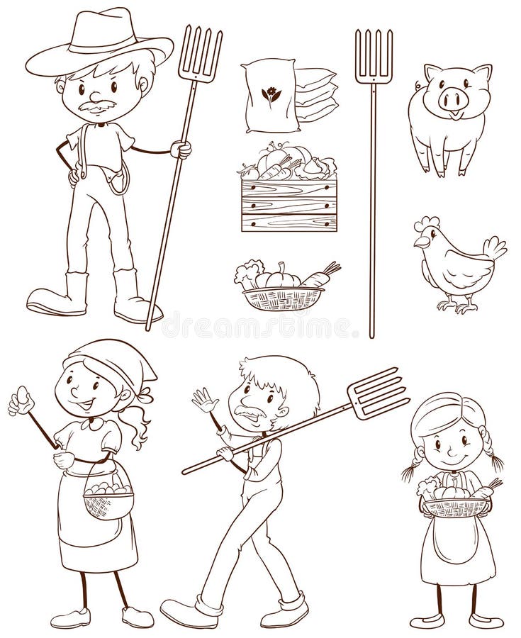 Uno schizzo semplice di un agricoltore illustrazione di stock Uno schizzo semplice di un agricoltore illustrazione di stock