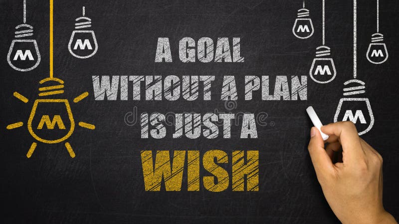 A Goal Without a Plan Is Just a Wish on blackboard. A Goal Without a Plan Is Just a Wish on blackboard