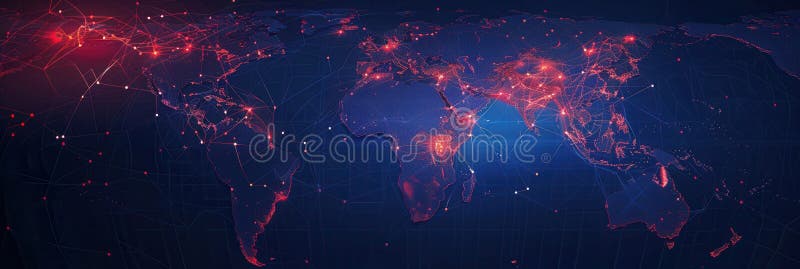 Uno sfondo minimalista semplice e simbolico, con una mappa del mondo con percorsi evidenziati in rosso ideale per i viaggi fotografia stock