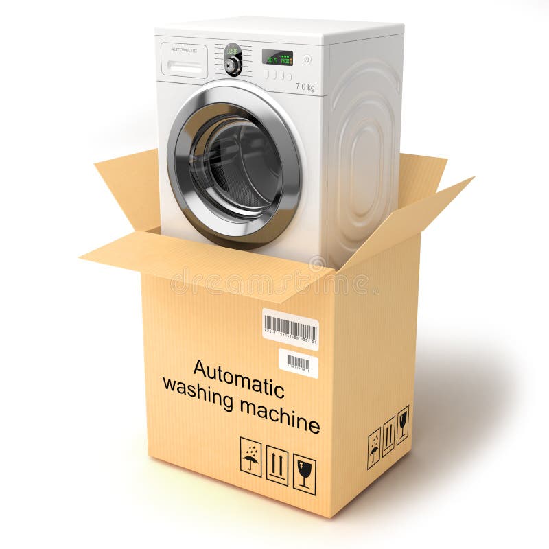 Unpacking the washing machine royalty free illustration