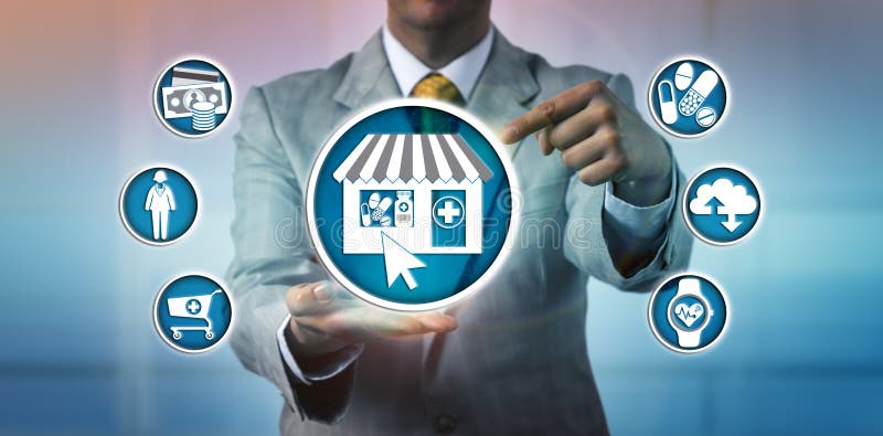 Manager Offering a Retail Healthcare Solution stock photo