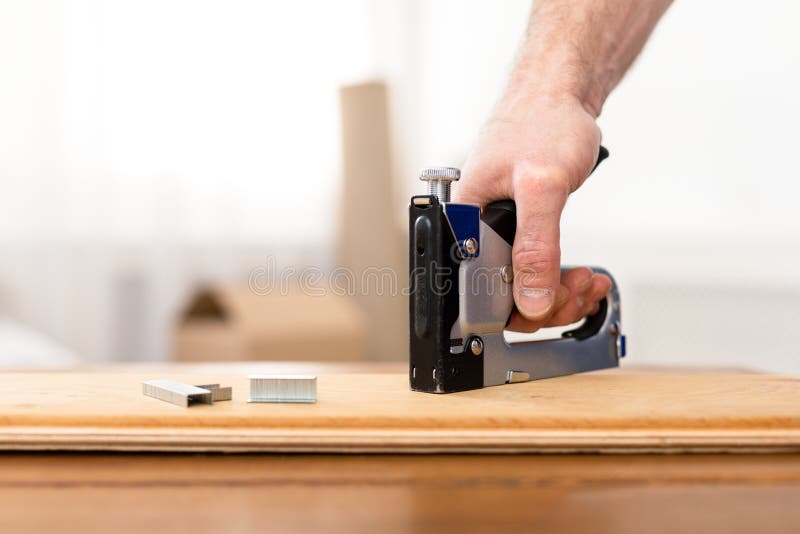Unrecognizable Carpenter Man Working Making Furniture Using Professional Tools, Closeup royalty free stock photos