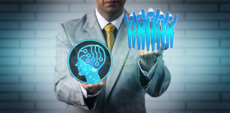 Manager Raising Blue Collar Worker Team Above AI royalty free stock photo Manager Raising Blue Collar Worker Team Above AI royalty free stock photo
