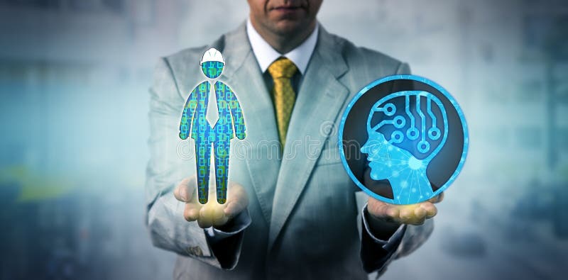Manager Using AI To Collect Data On Manual Worker stock photos