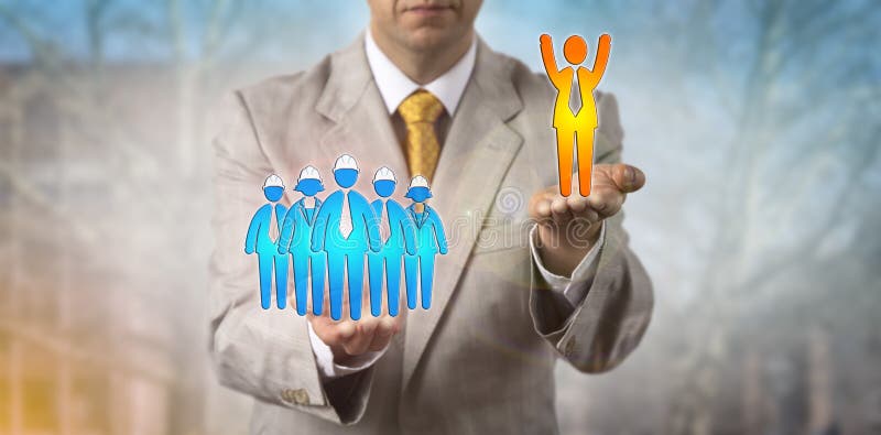 Raising Cheering Male Employee Over Worker Group royalty free stock photos Raising Cheering Male Employee Over Worker Group royalty free stock photos