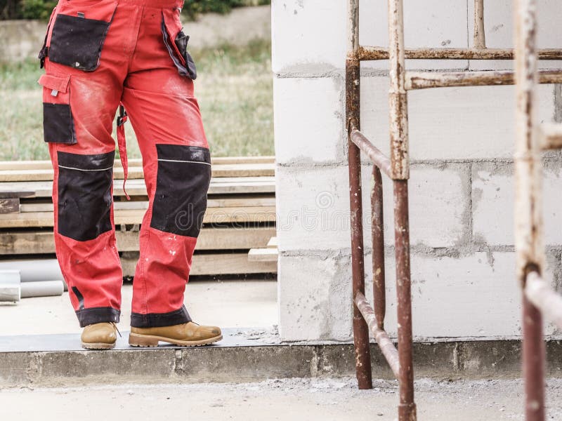 Person Wearing Red Worker Trousers Stock Photo - Image of visible ...