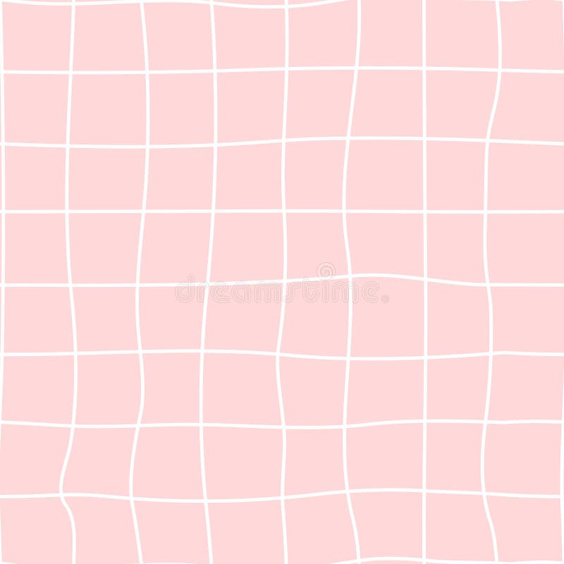 Unregelmäßiges Gitter auf rosa Hintergrund editierbar handgezeichnete skandinavische Muster nahtlose Vektorgrafik. perfekt für Pap