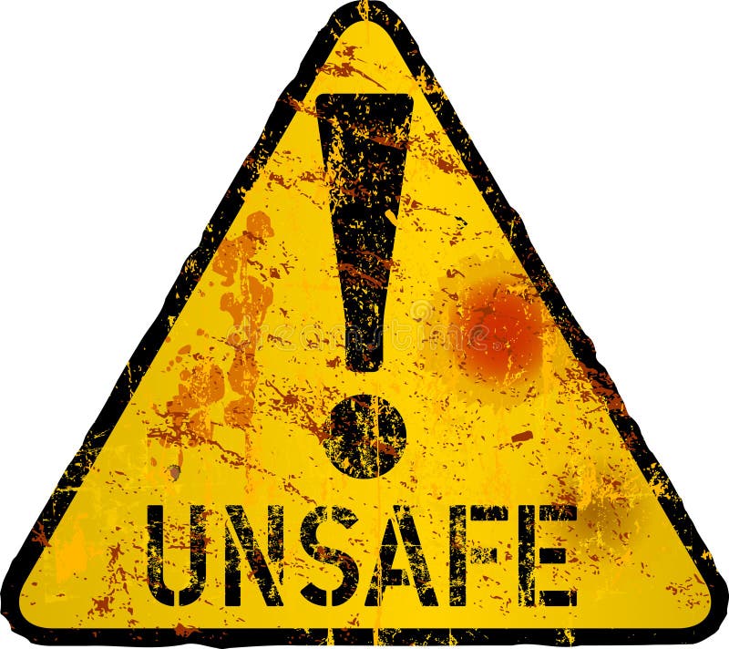 Unsafe and Danger, computer virus warning sign, worn and grugy, vector vector illustration Unsafe and Danger, computer virus warning sign, worn and grugy, vector vector illustration