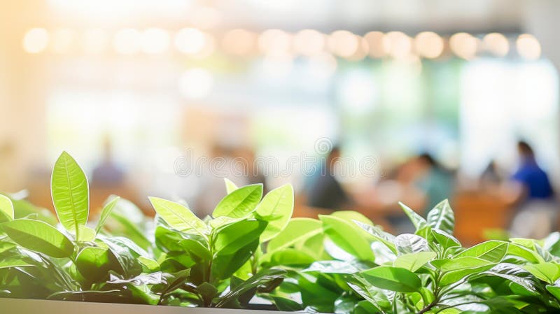 Unscharfer Innenhof mit Grüntöpfen und Bukenhampen stockbild