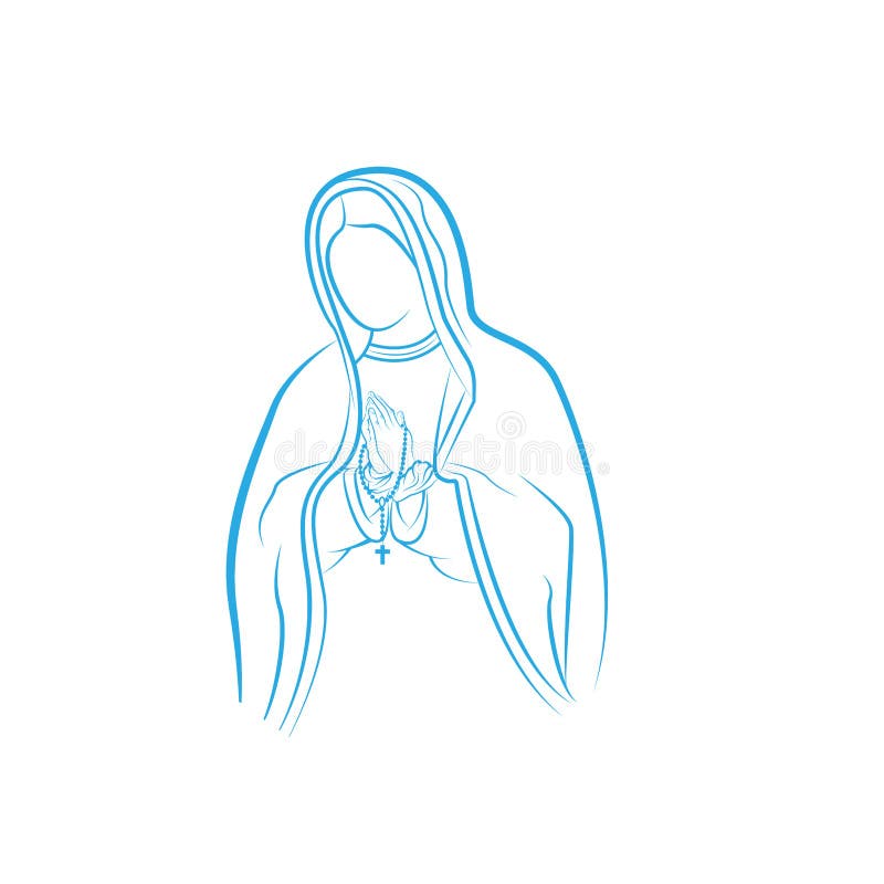 Unsere Illustrations-Entwurfsschablone Dame Vector Logo Unsere Dame von Lourdes, gesegnete Mary Logo-Vektordesignschablone