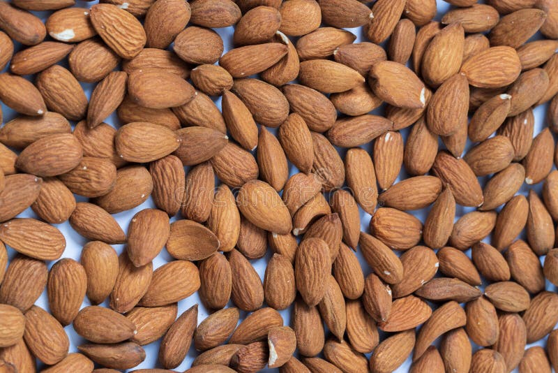 Unshelled Almonds Spread on a Uniform Surface Stock Image Image of
