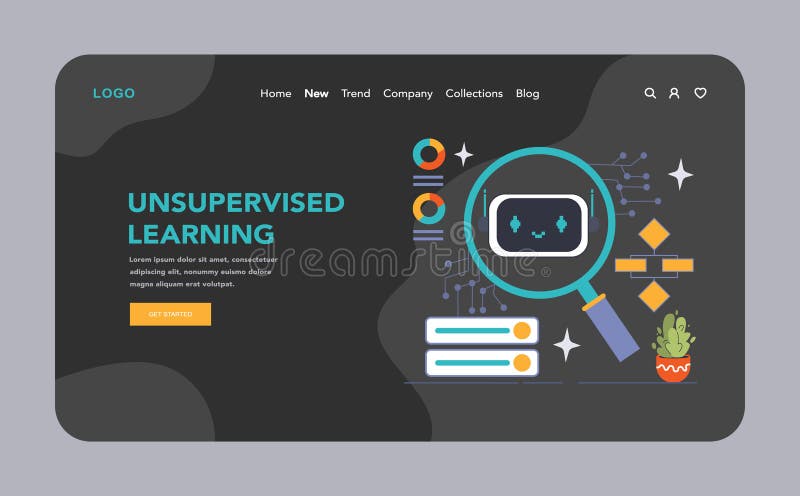 Unsupervised Learning concept. Flat vector stock illustration