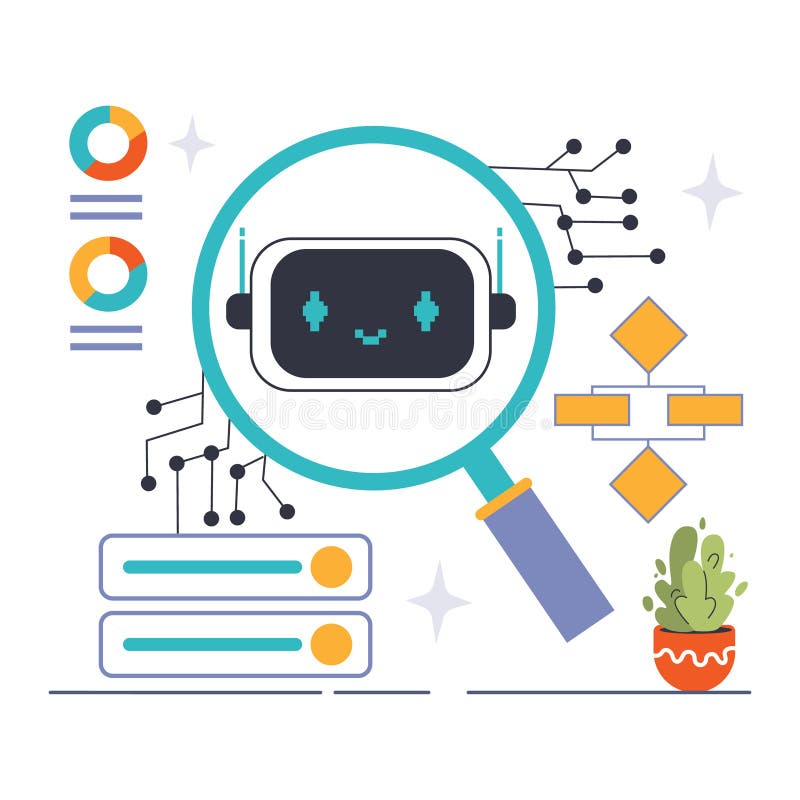 Unsupervised Learning concept. Flat vector royalty free illustration