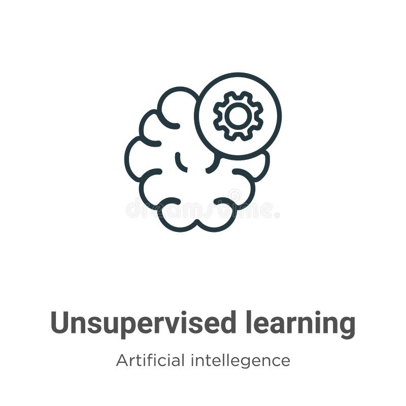 Unsupervised learning outline vector icon. Thin line black unsupervised learning icon, flat vector simple element illustration vector illustration
