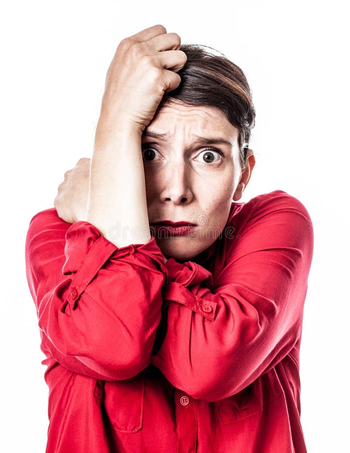 Unter der Schockfrau, die gegen drastischen Druck sich schützt lizenzfreies stockfoto Unter der Schockfrau, die gegen drastischen Druck sich schützt lizenzfreies stockfoto