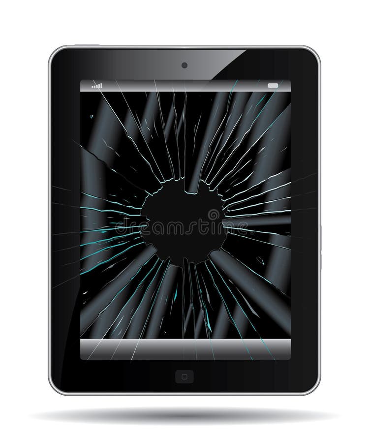 Unterbrochener Tablette PC vektor abbildung Unterbrochener Tablette PC vektor abbildung