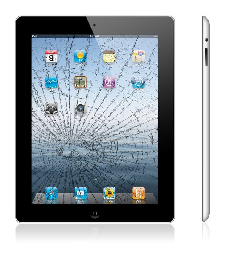 Unterbrochenes neues Apple iPad 3 lizenzfreie abbildung Unterbrochenes neues Apple iPad 3 lizenzfreie abbildung