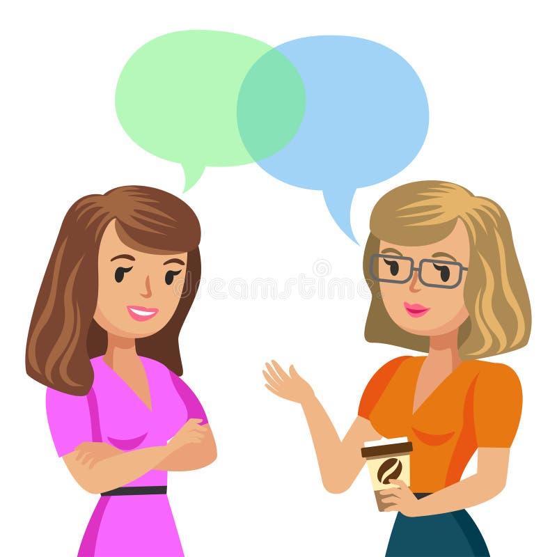 Unterhaltung mit zwei jungen Frauen Sitzungskollegen oder -freunde Vektor