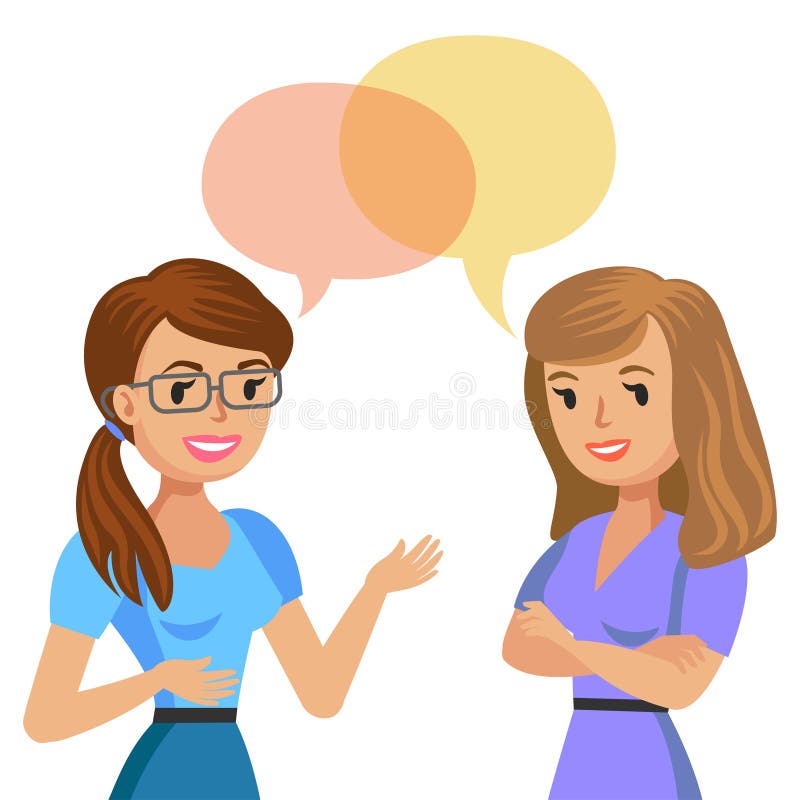 Unterhaltung mit zwei jungen Frauen Sitzungskollegen oder -freunde Vektor