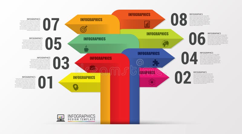Unterschiedliche Art Infographics mit Pfeilen Moderne Schablone Vektor stock abbildung Unterschiedliche Art Infographics mit Pfeilen Moderne Schablone Vektor stock abbildung