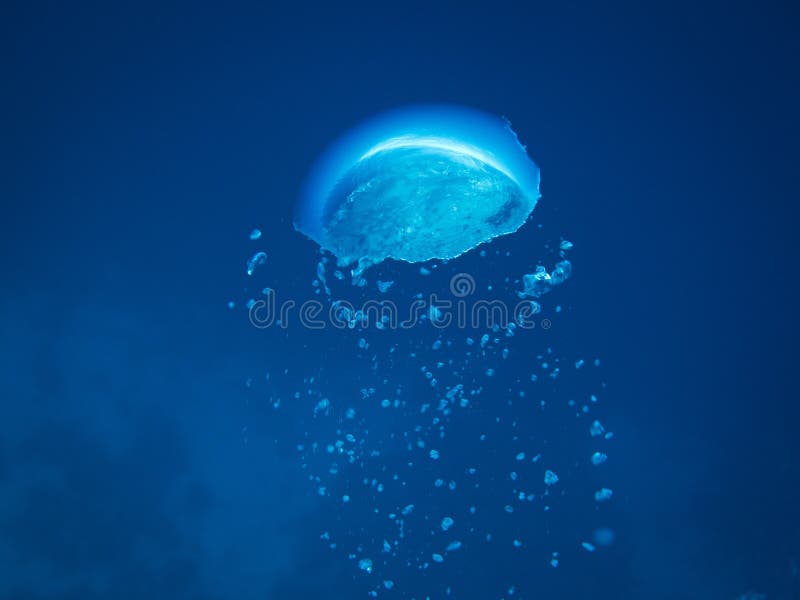 Unterwasserfoto - die Blase des großen Sauerstoffes, die zur Oberfläche läuft stockfoto Unterwasserfoto - die Blase des großen Sauerstoffes, die zur Oberfläche läuft stockfoto