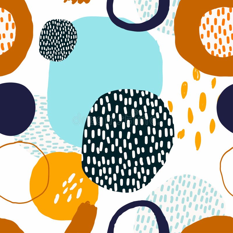 Abstract trendy seamless pattern with decorative, geometric shapes stock illustration