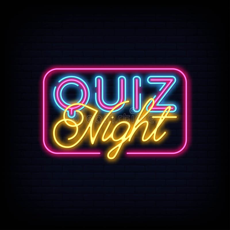 Quiz Neon Sign Vector. Pronto para uma inscrição Quiz néon, modelo de  design, design moderno tendência