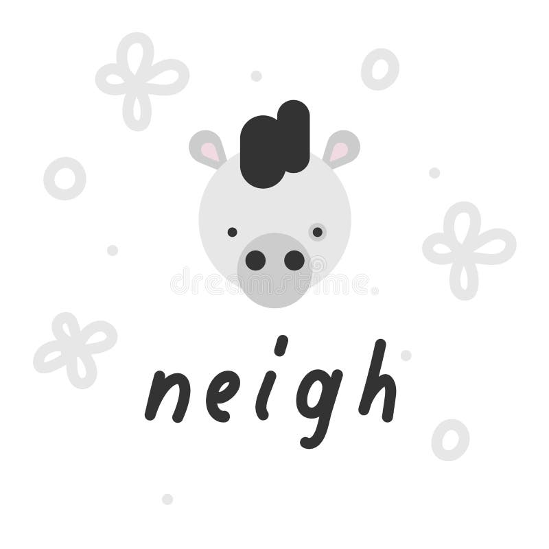 Vector Illustration with Horse and Lettering Word of Horse Sounds