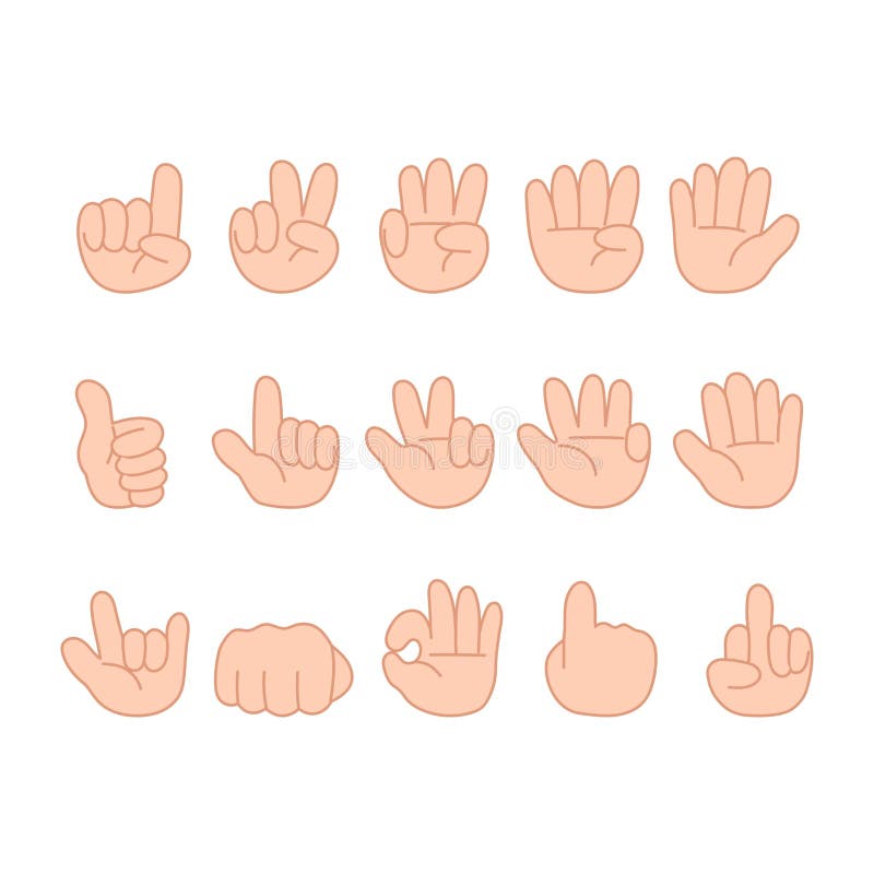 Set of hand pose cartoon style stock illustration
