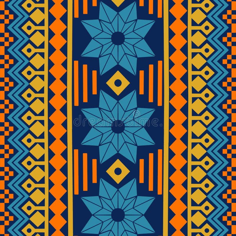 African ethnic Fabric Patterns: Geometric Designs in Red Tones Inspired by Egyptian Art for the Textile Industry stock illustration