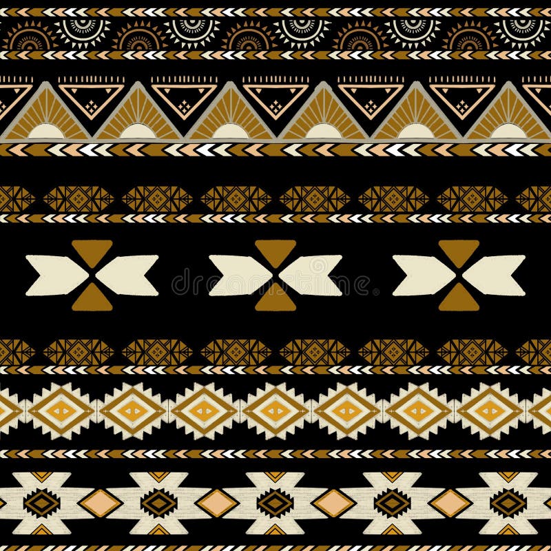 Egyptian-Style Tribal African Fabric Pattern in Brown and Green Tones vector illustration