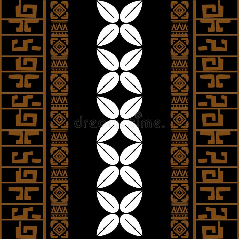 Egyptian-Style Tribal African Fabric Pattern in Brown stock illustration