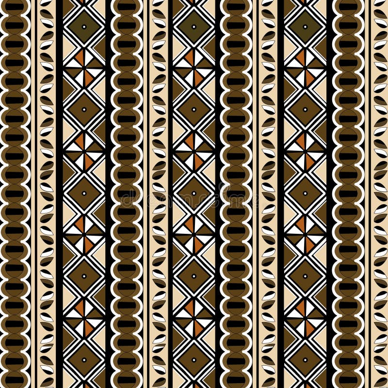 Egyptian-Style Tribal African Fabric Pattern in Brown Tones royalty free illustration